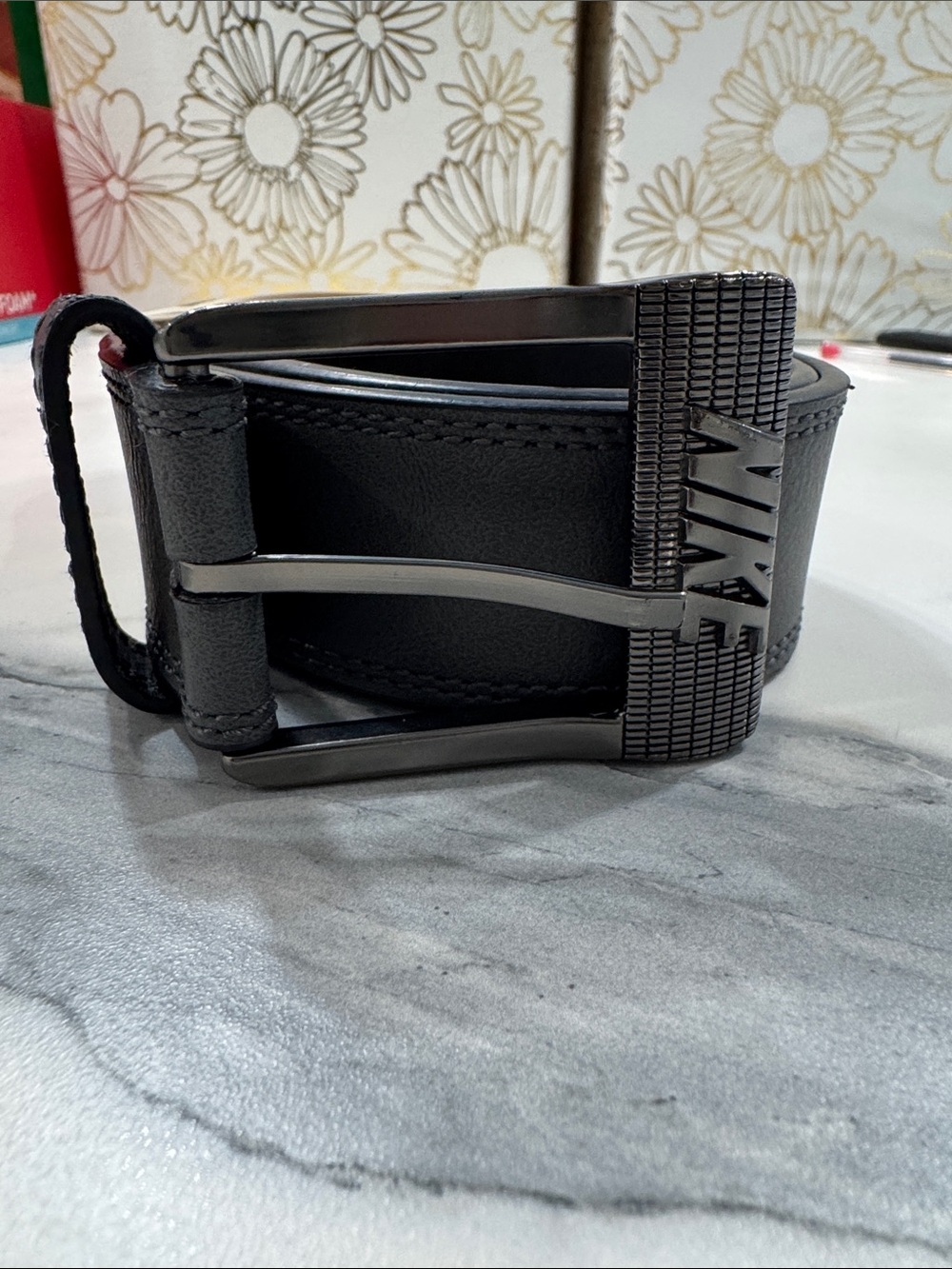 Nike Belt‎ Mens XL Black Excellent Synthetic Leather Logo Buckle 42-44